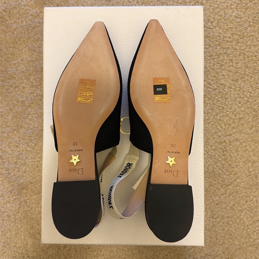 Dior Women's Black J'Adior Slingback Flats - Picture 4 of 5